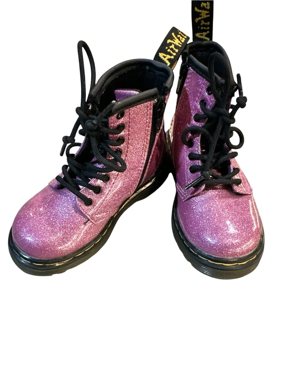 Dr. Martens 1460 Toddler Glitter Boots Pink Sparkle Lace Up Zip Sz 7US 6UK 23EU